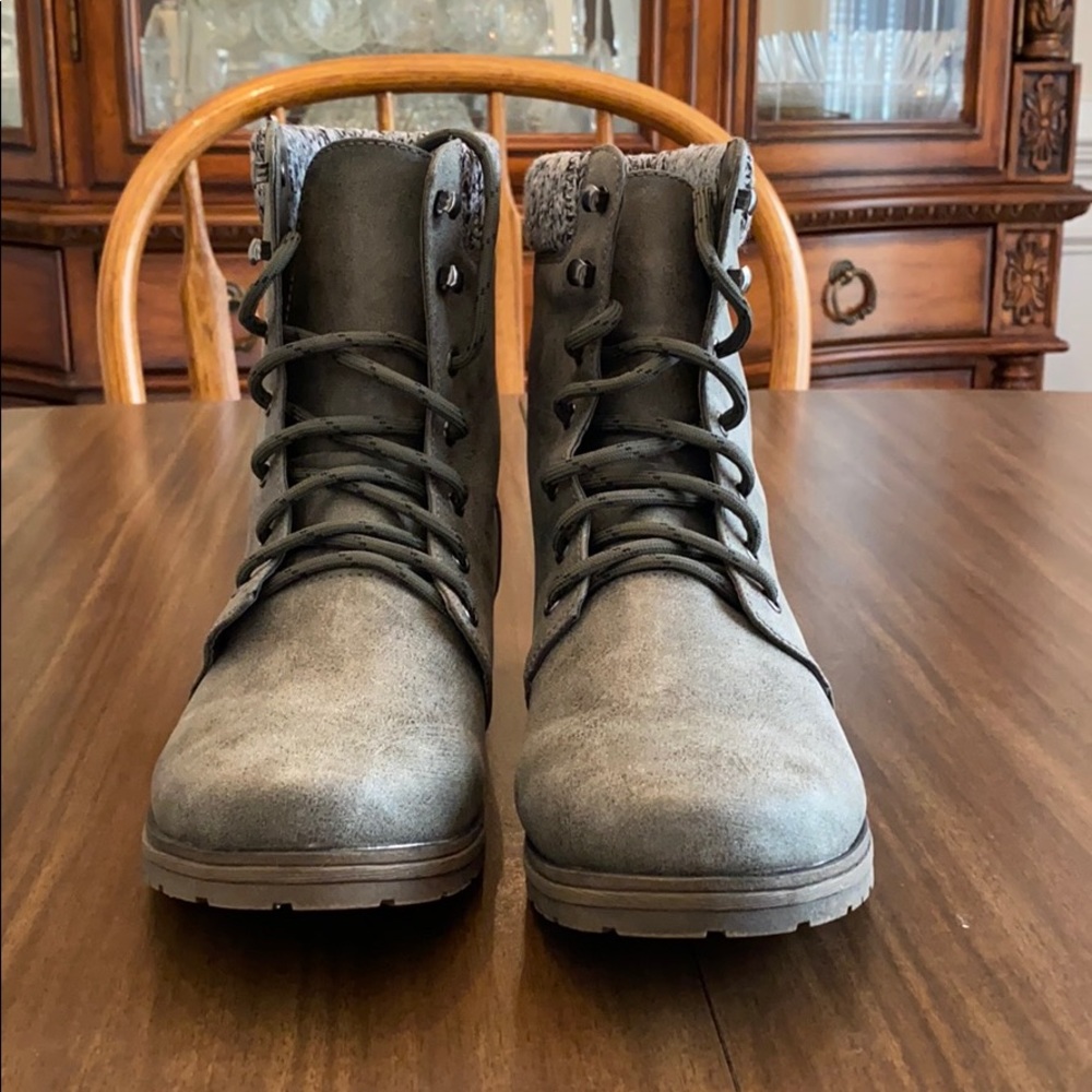 Just Fab Charcoal combat booties! Only worn one time!